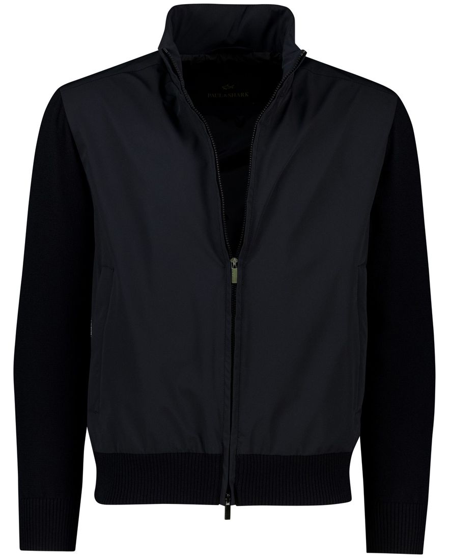 Paul & Shark tussenjas navy 4x4 Stretch hoge hals effen