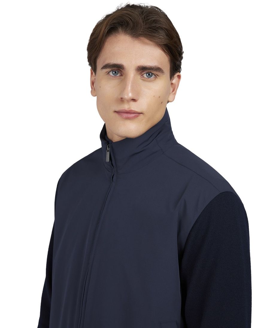 Paul & Shark tussenjas navy 4x4 Stretch hoge hals effen