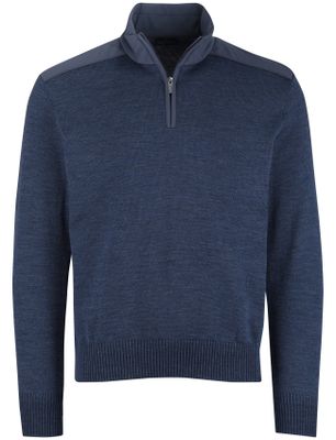 Paul & Shark Paul & shark trui half zip gemeleerd effen blauw