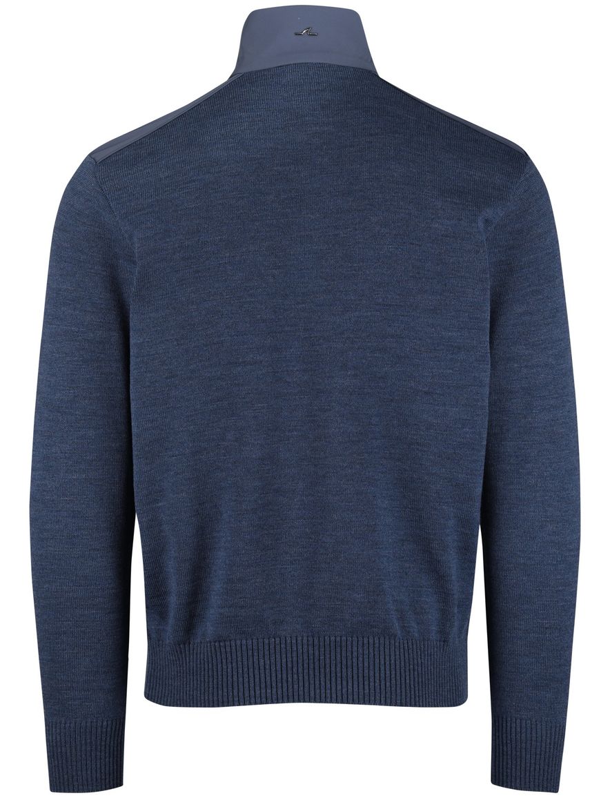 Paul & shark trui half zip gemeleerd effen blauw
