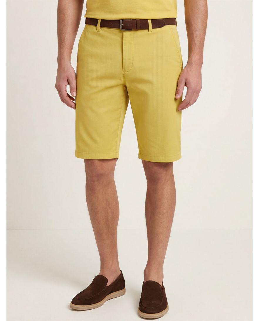 Meyer Bermuda geel B-palma regular fit effen