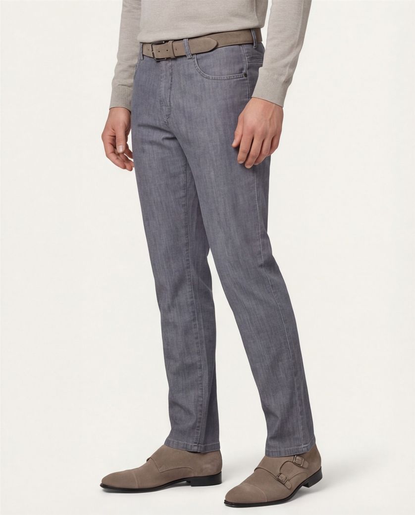 Meyer Dubai jeans effen grijs denim normale fit