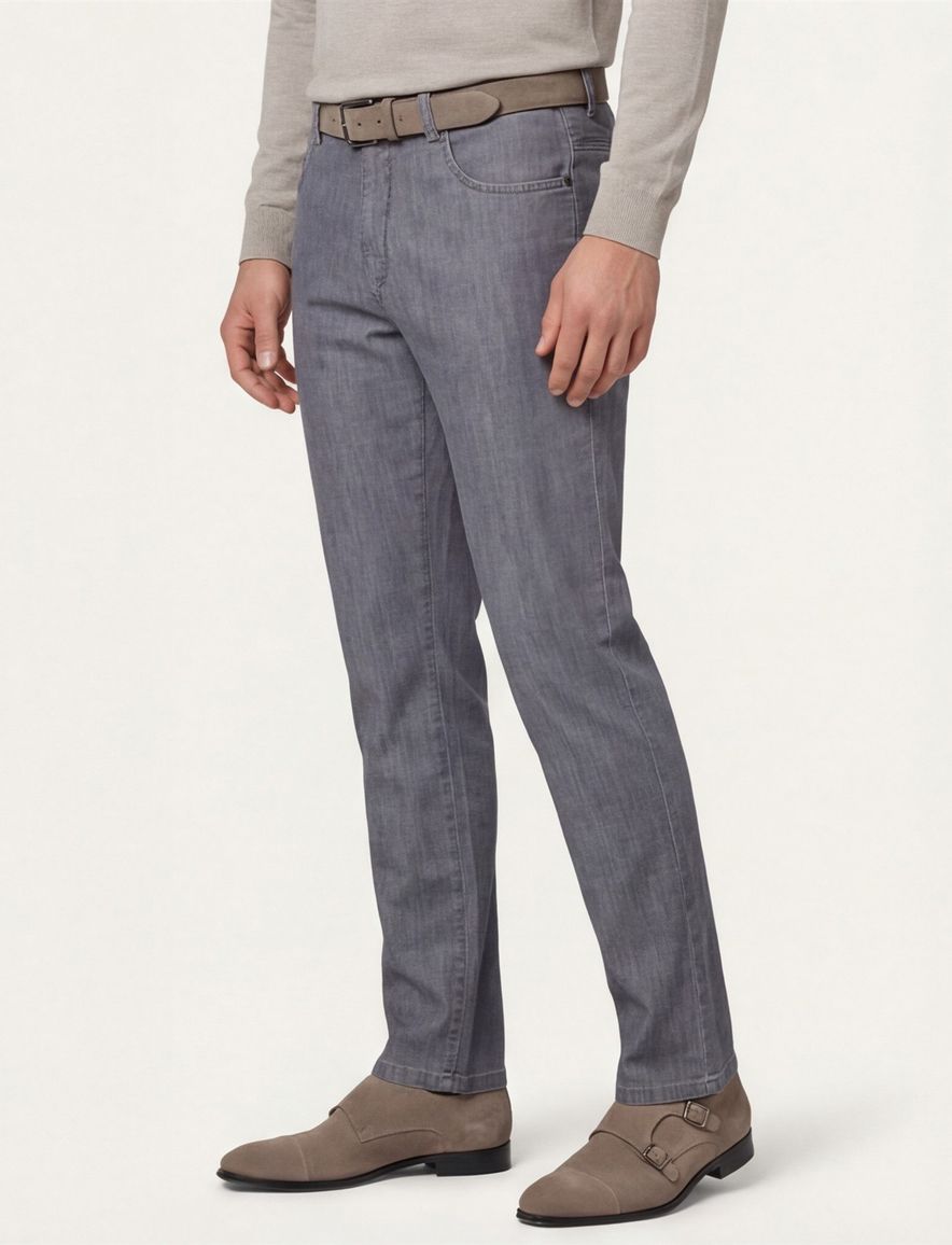 Meyer jeans Dubai grijs effen denim normale fit