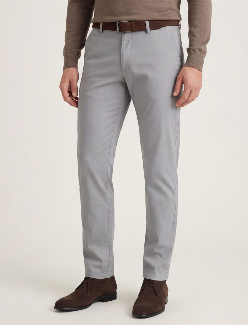 Meyer Pantalon grijs katoen perfect fit