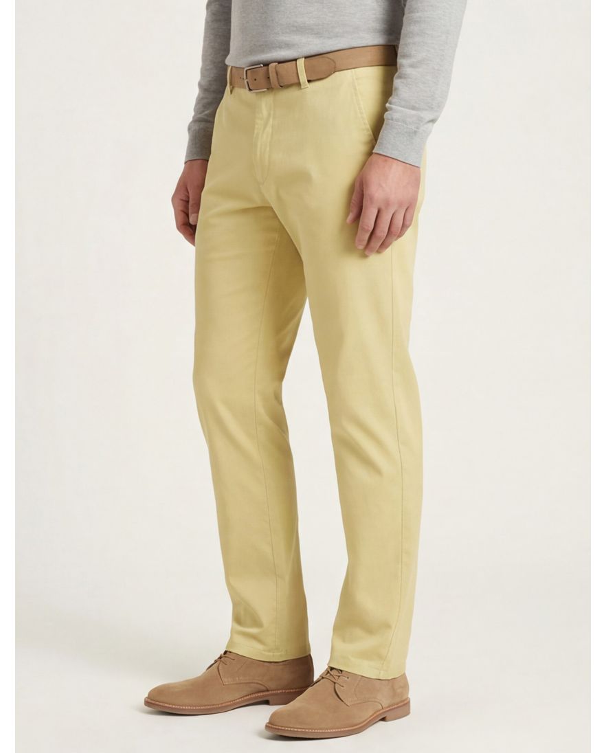 Meyer Rio Pantalon chino geel katoen perfect fit