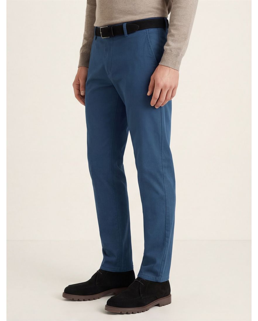 Meyer Rio Pantalon blauw perfect fit katoen zonder omslag