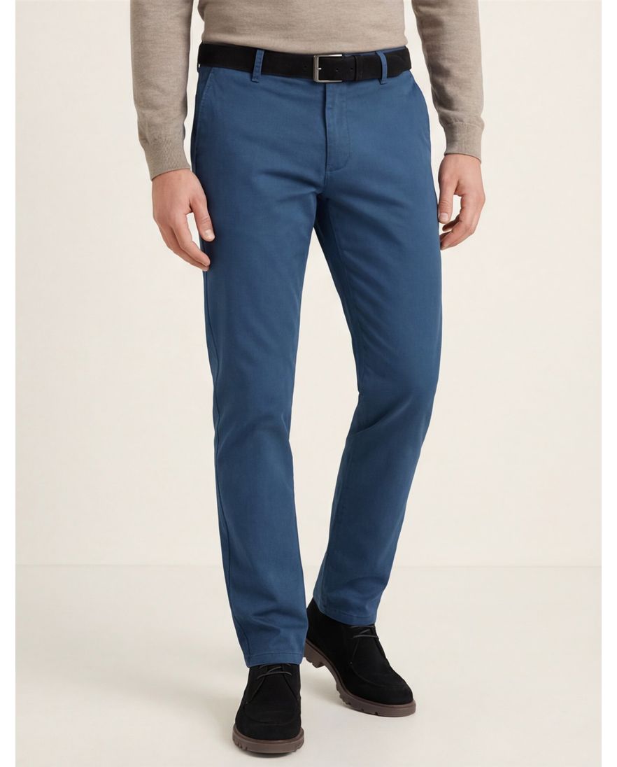 Meyer Rio Pantalon blauw perfect fit katoen zonder omslag