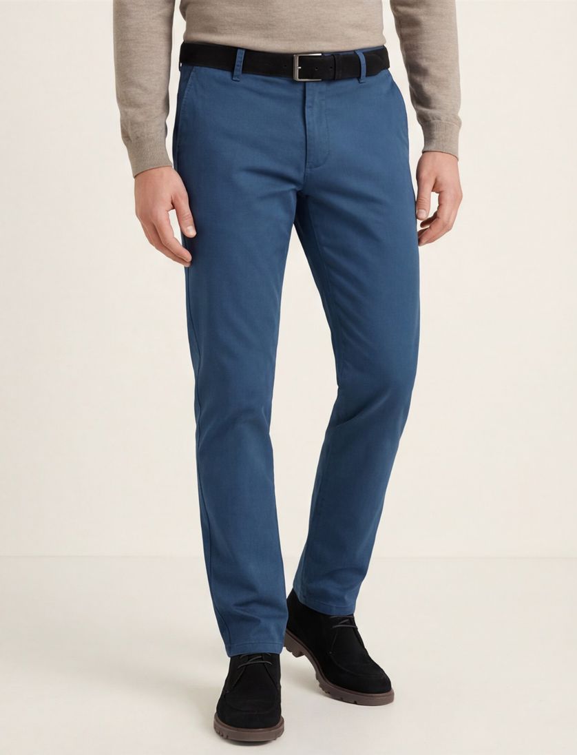 Meyer Rio Pantalon chino blauw perfect fit katoen