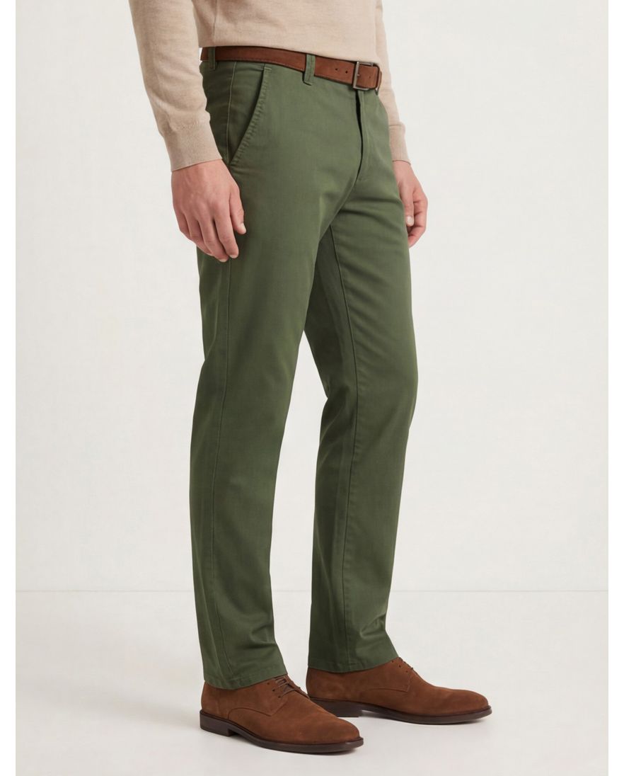 Meyer Pantalon katoen groen perfect fit