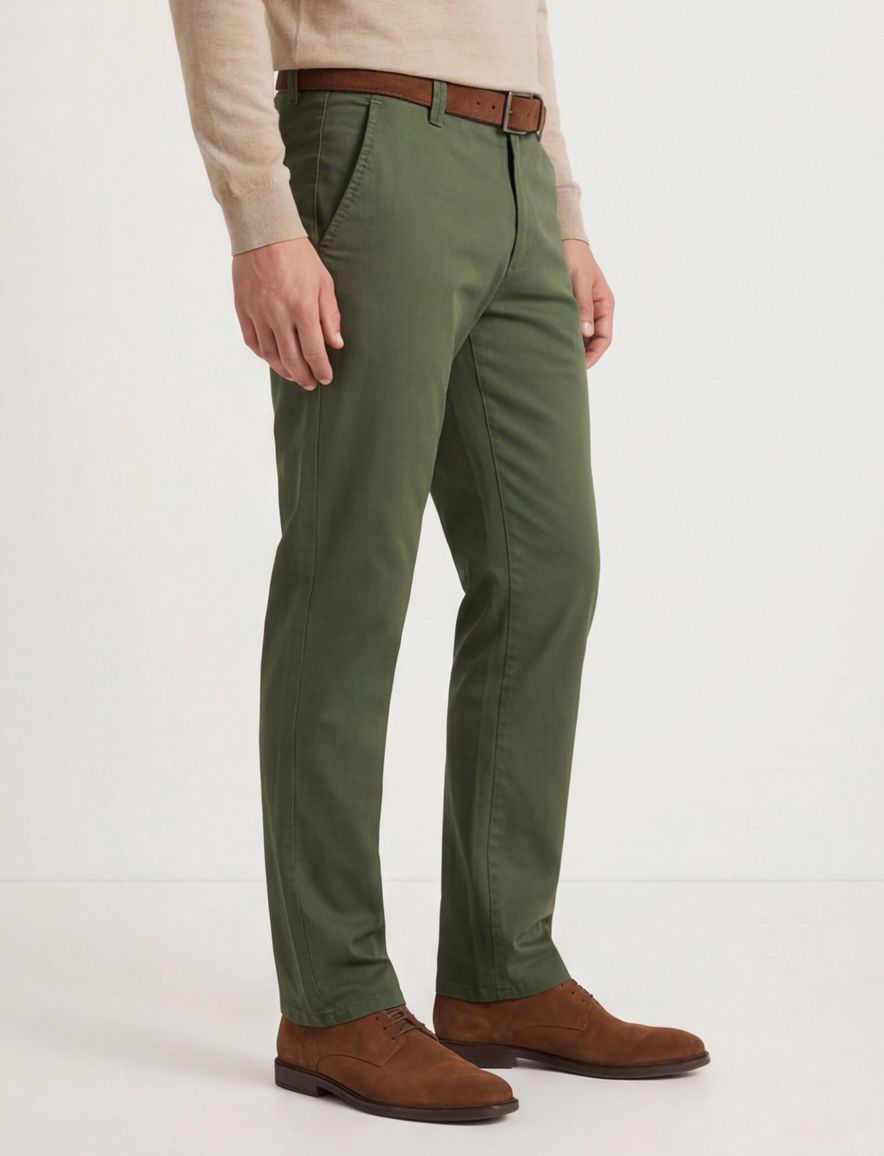 Meyer Pantalon katoen groen perfect fit