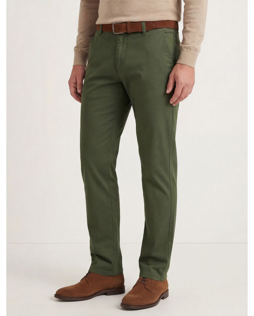 Meyer Pantalon katoen groen perfect fit