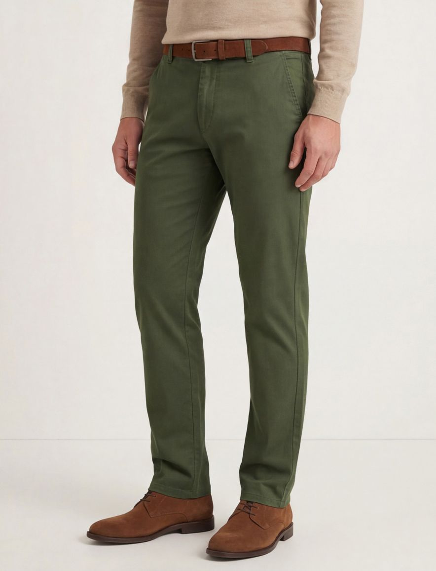 Meyer Pantalon katoen groen perfect fit