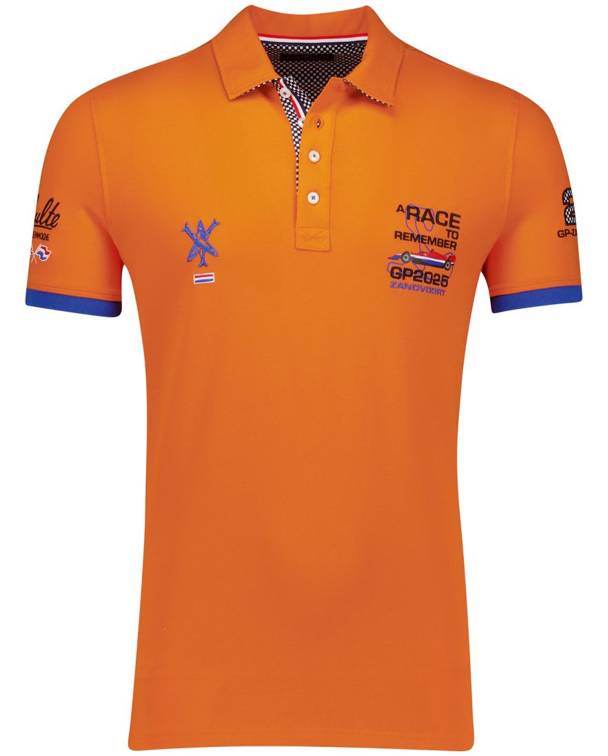 Portofino Racepolo oranje korte mouw effen