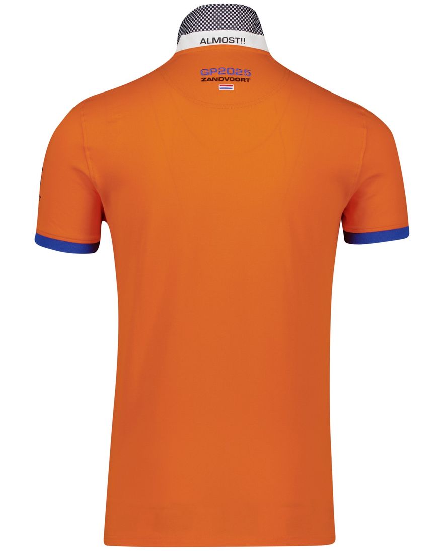 Portofino Racepolo oranje korte mouw effen