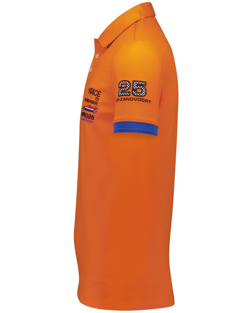 Portofino Racepolo oranje korte mouw effen