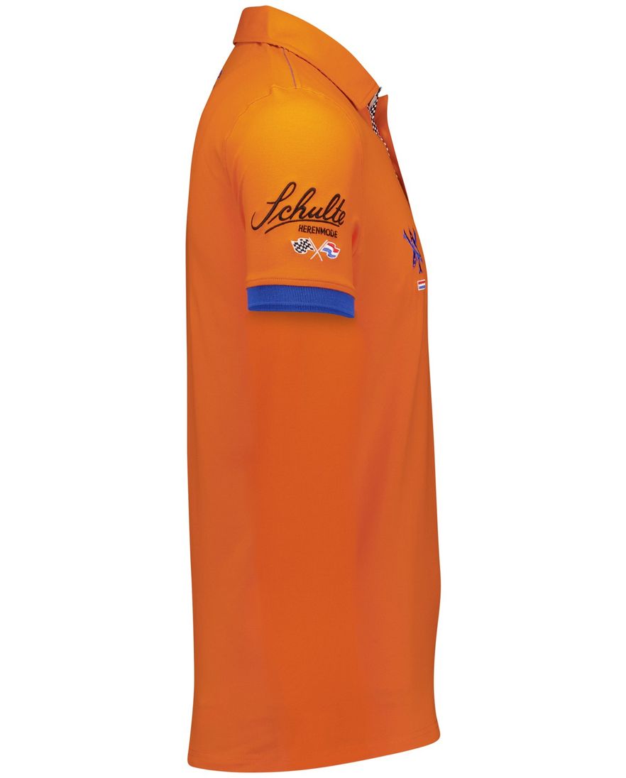 Portofino Racepolo oranje korte mouw effen