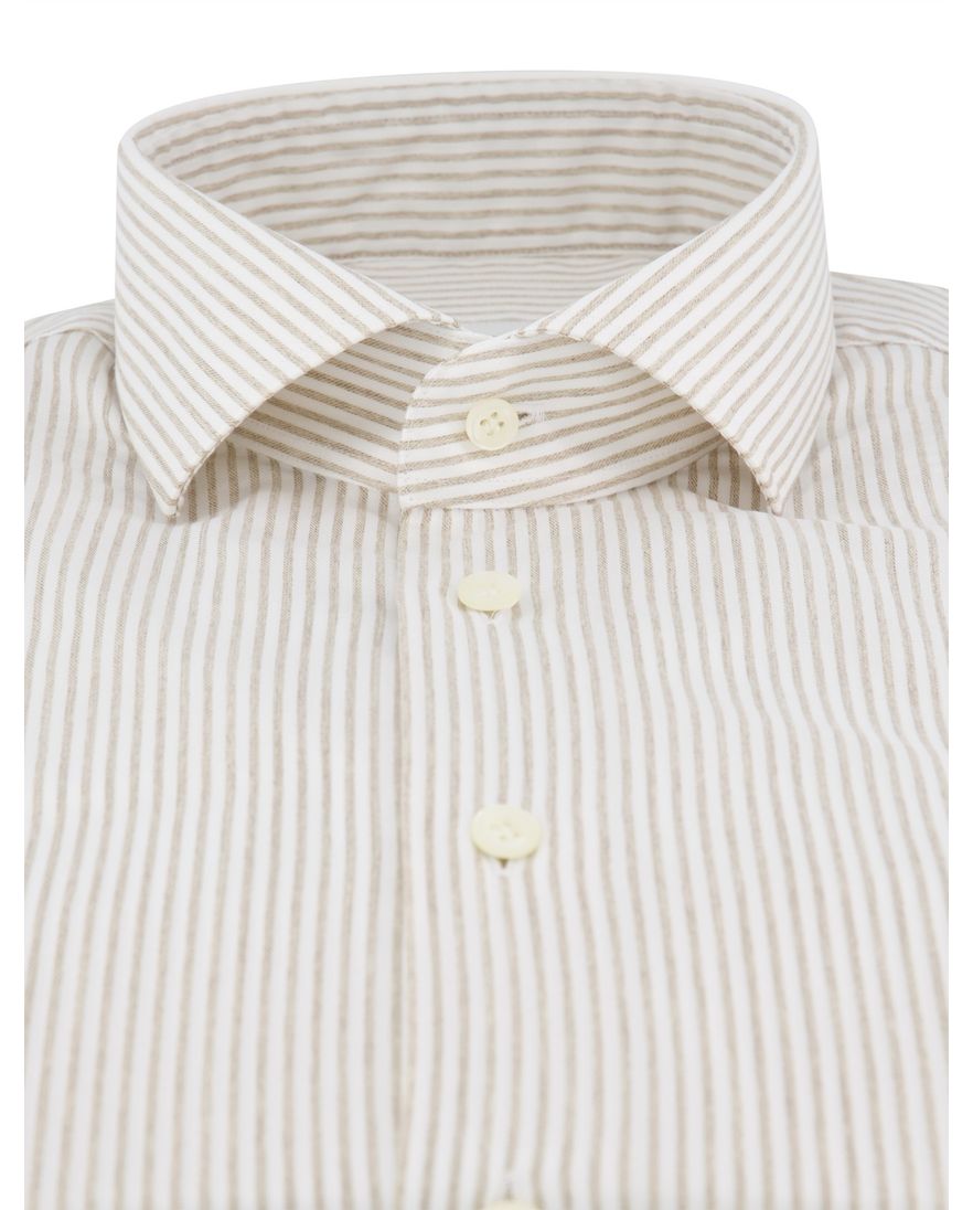 Profuomo overhemd beige gestreept normale fit