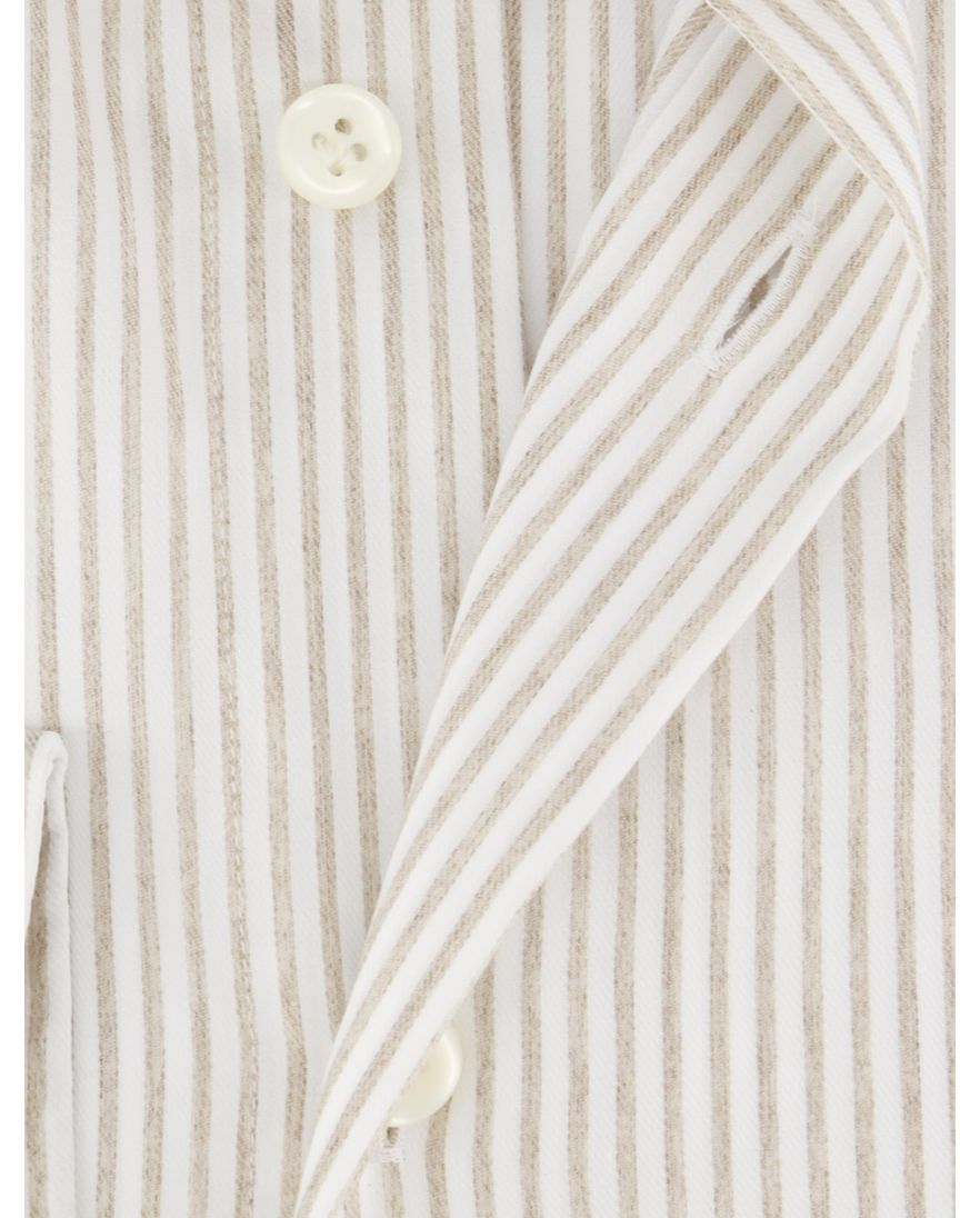 Profuomo overhemd beige gestreept normale fit
