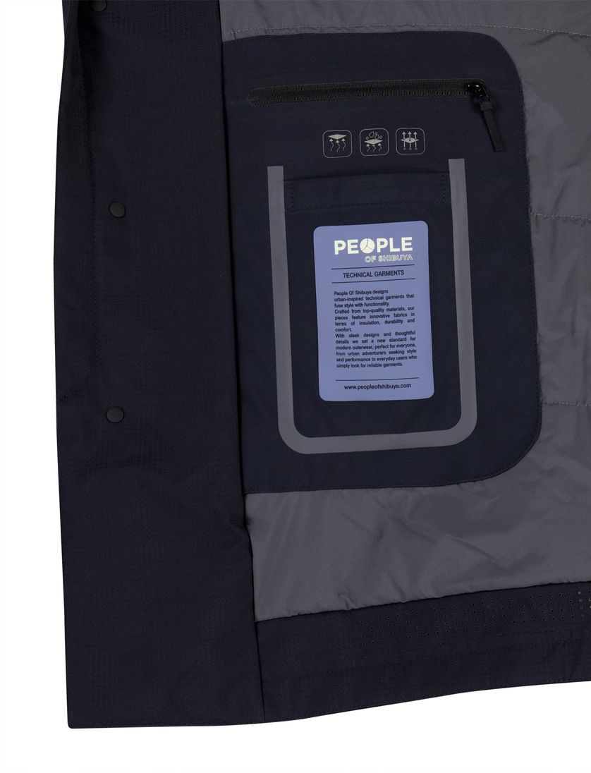 People of Shibuya jas donkerblauw polyester met capuchon