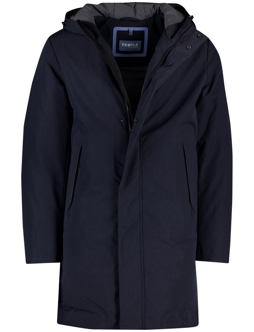 People of Shibuya winterjas donkerblauw Tedori polyester