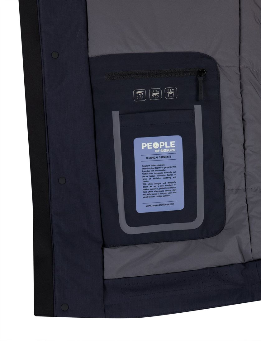 People of Shibuya winterjas donkerblauw Tedori polyester