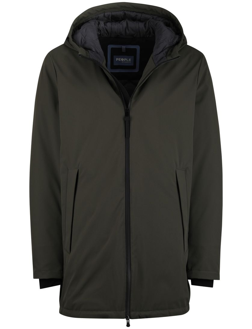 People of Shibuya parka jas groen effen waterdicht normale fit