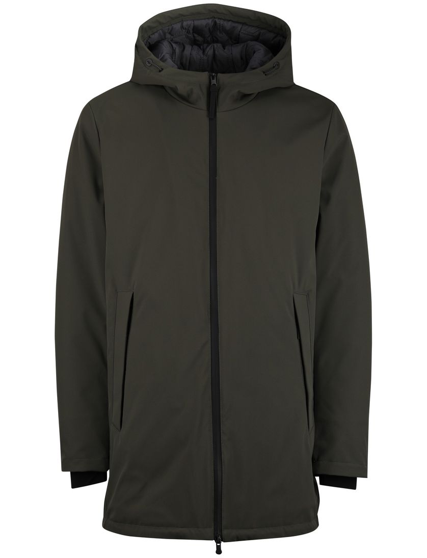 People of Shibuya parka jas groen effen waterdicht normale fit