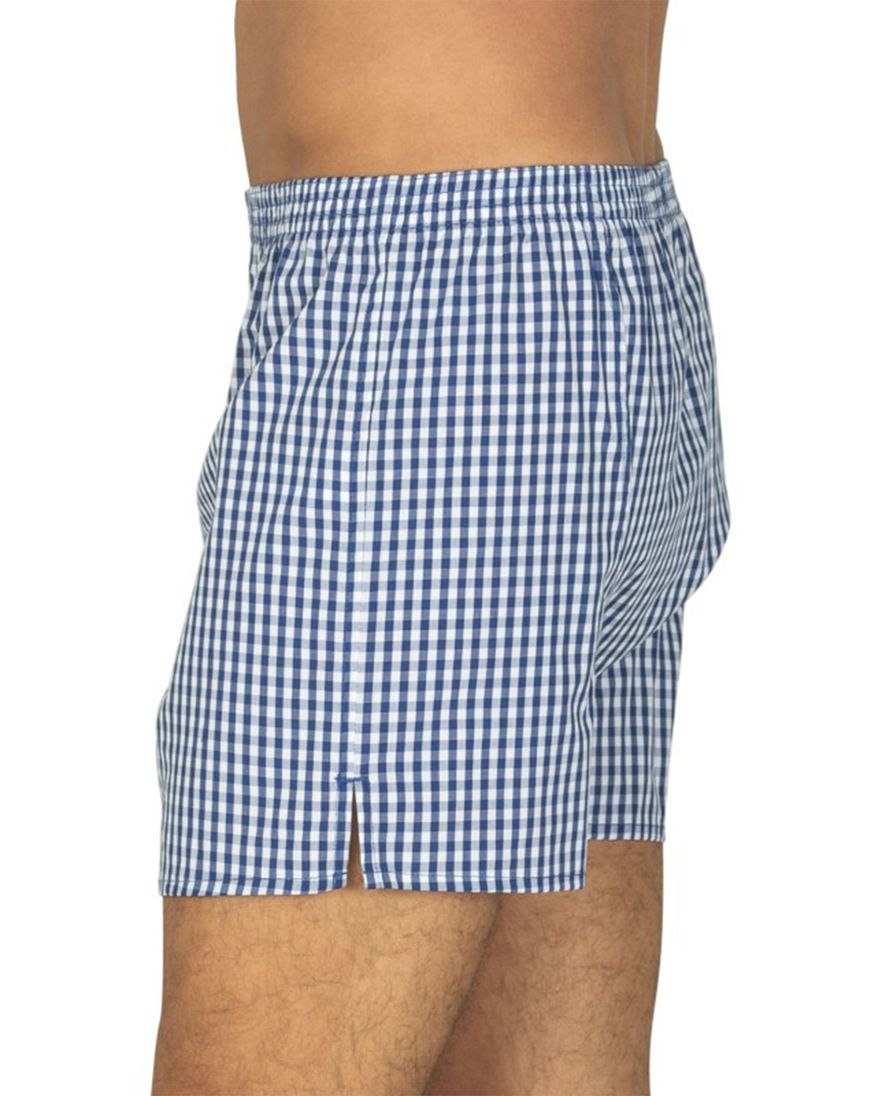 Deal boxershort blauw geblokt geprint katoen