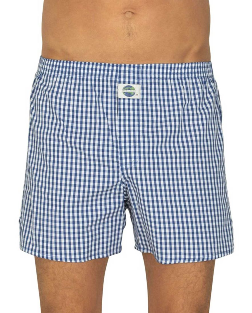 Deal boxershort blauw geblokt geprint katoen
