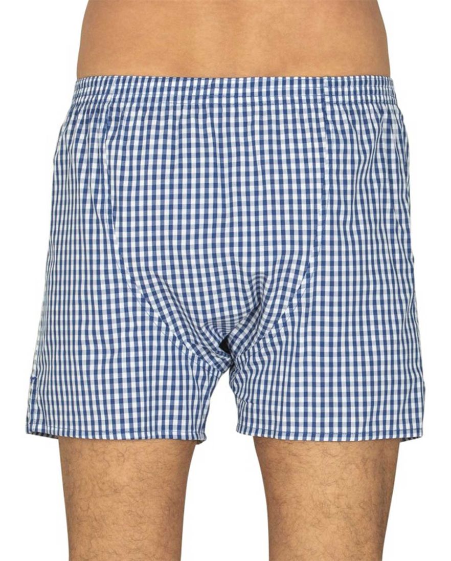 Deal boxershort blauw geblokt geprint katoen