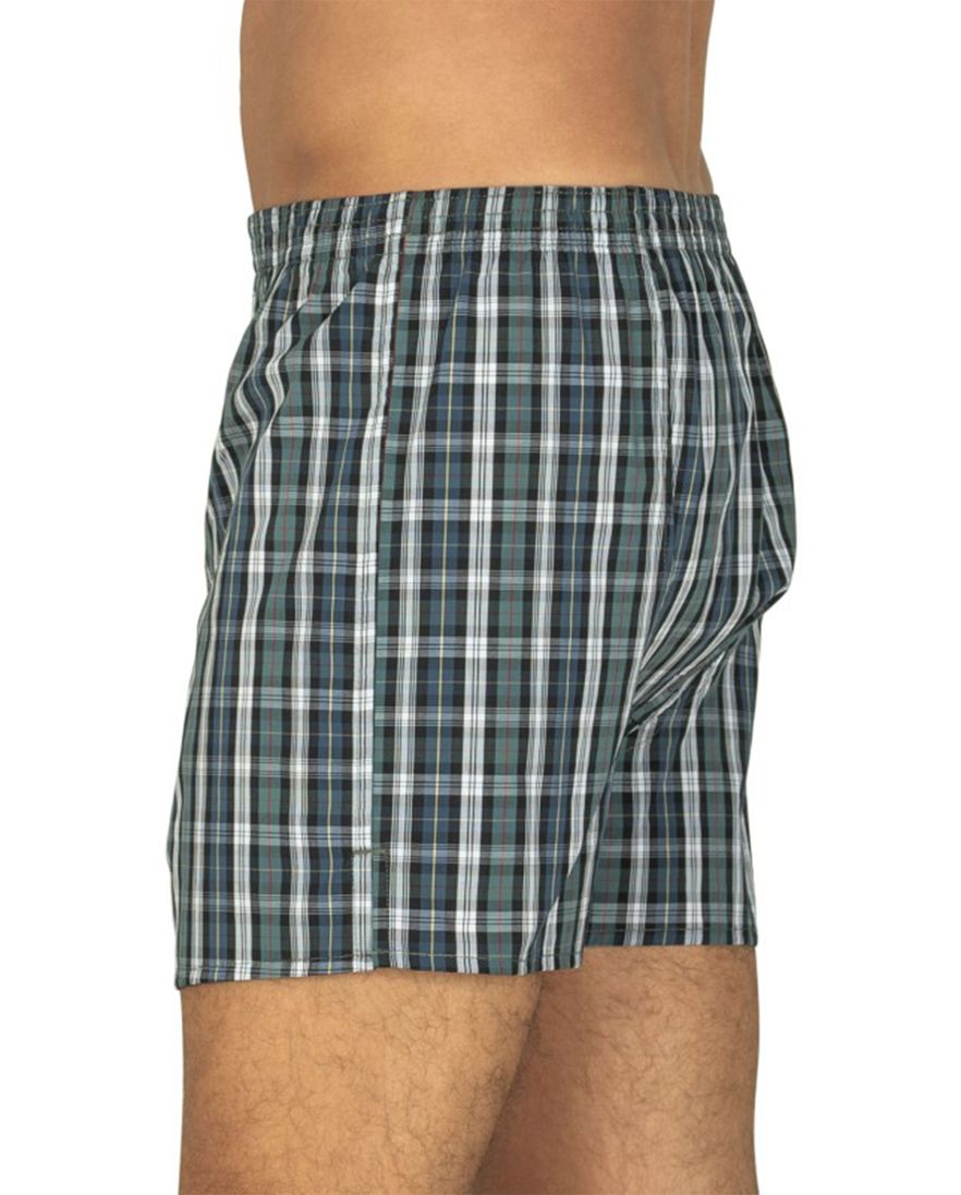 Deal boxershort groen geblokt print katoen