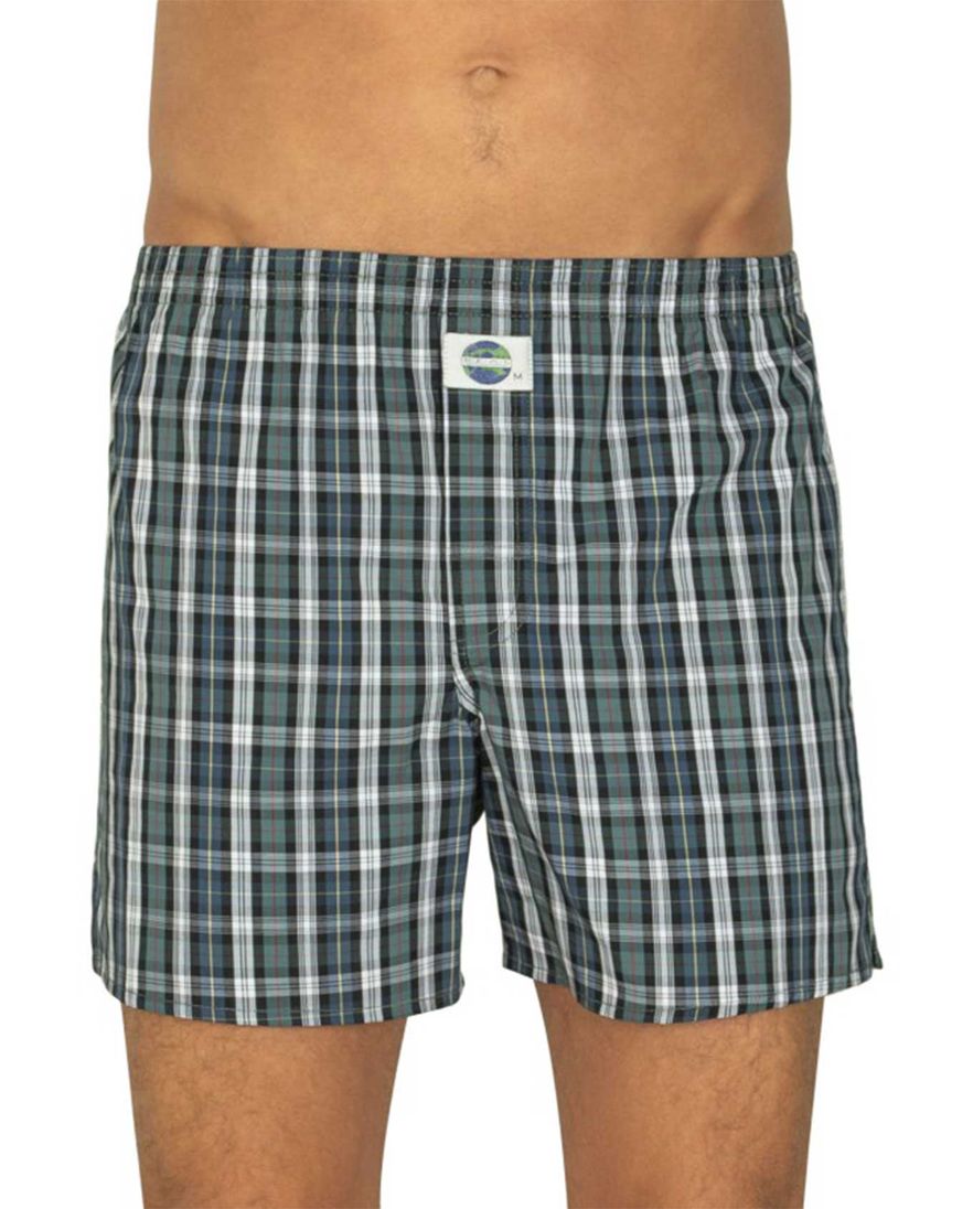 Deal boxershort groen geblokt print katoen