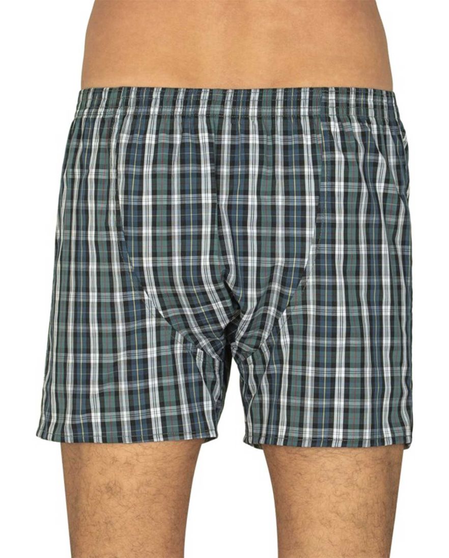 Deal boxershort groen geblokt print katoen