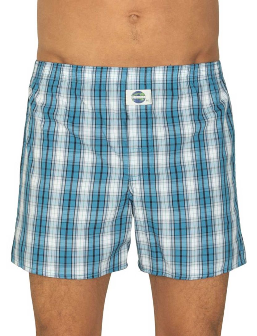 Deal boxershort blauw katoen geblokt