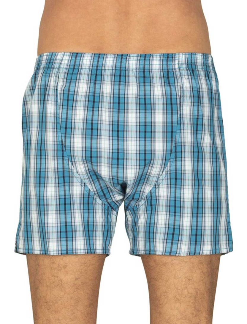 Deal boxershort blauw katoen geblokt