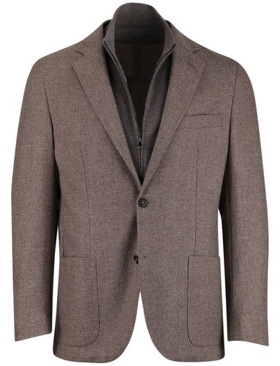 Corneliani Corneliani colbert lamswol bruin gemeleerd normale fit