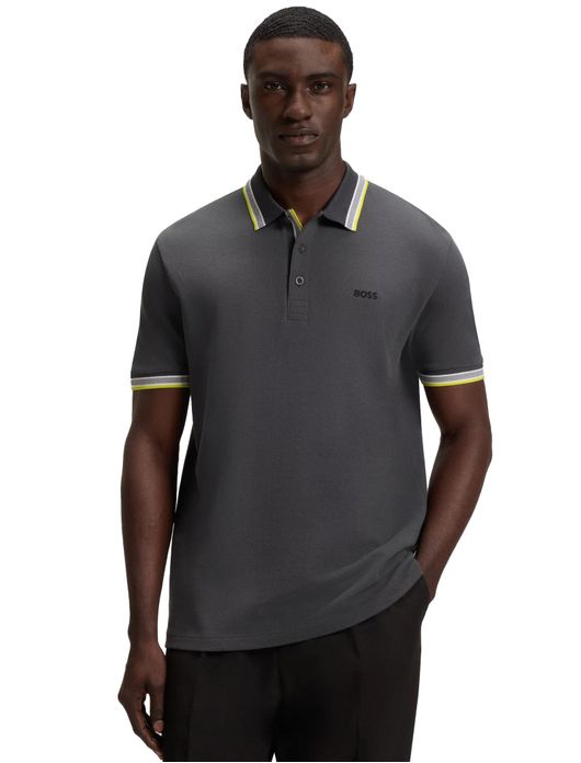 Boss green polo grijs 3-knoops