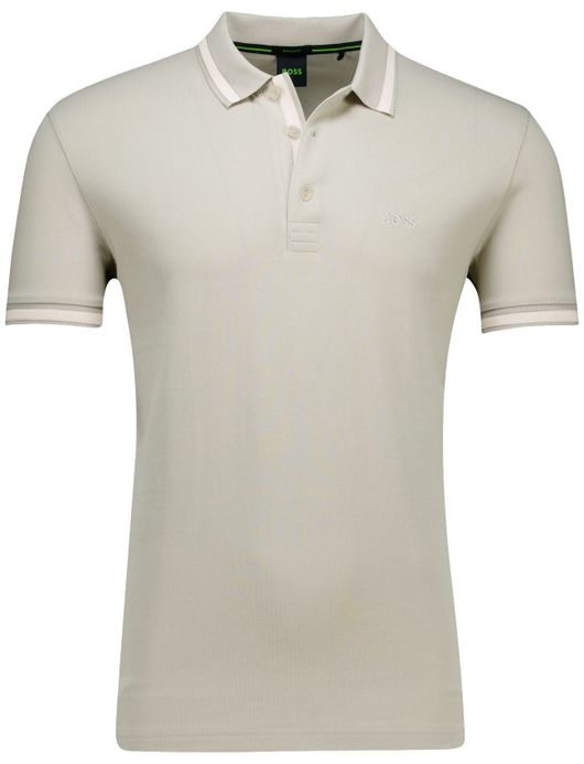 BOSS Green Paddy Light korte mouw polo beige katoen