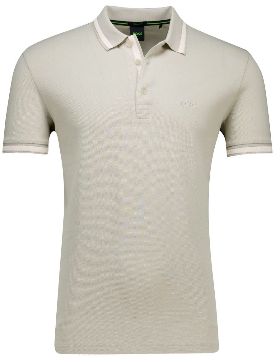 BOSS Green Paddy Light korte mouw polo beige katoen