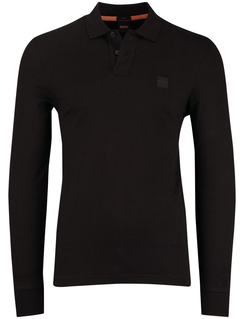 Boss Orange Passerby bruin effen lange mouw polo