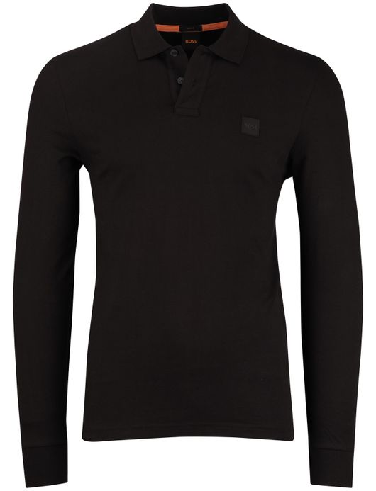 Boss Orange Passerby polo lange mouw bruin effen