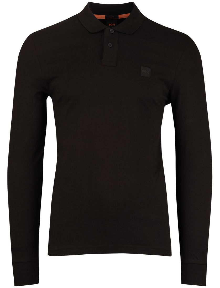 Boss Orange Passerby bruin effen lange mouw polo