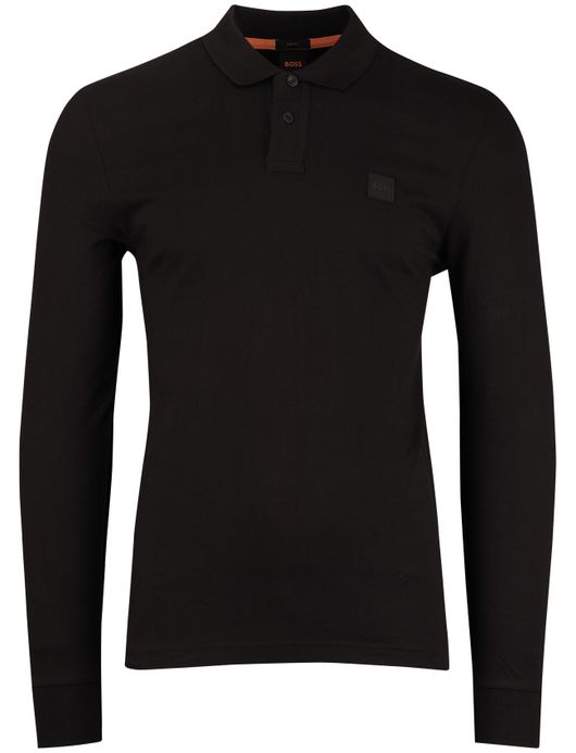 Boss Orange Passerby polo lange mouw bruin effen