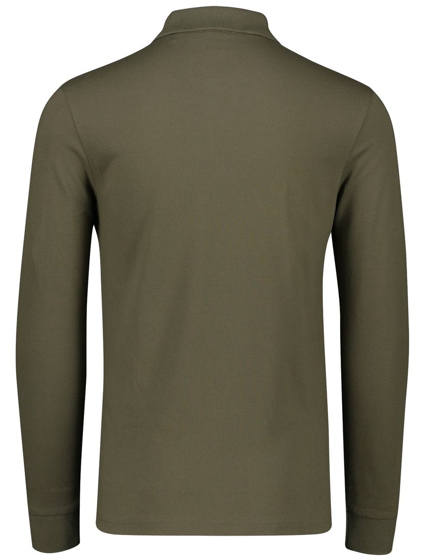 BOSS Orange Passerby open lange mouw polo groen effen