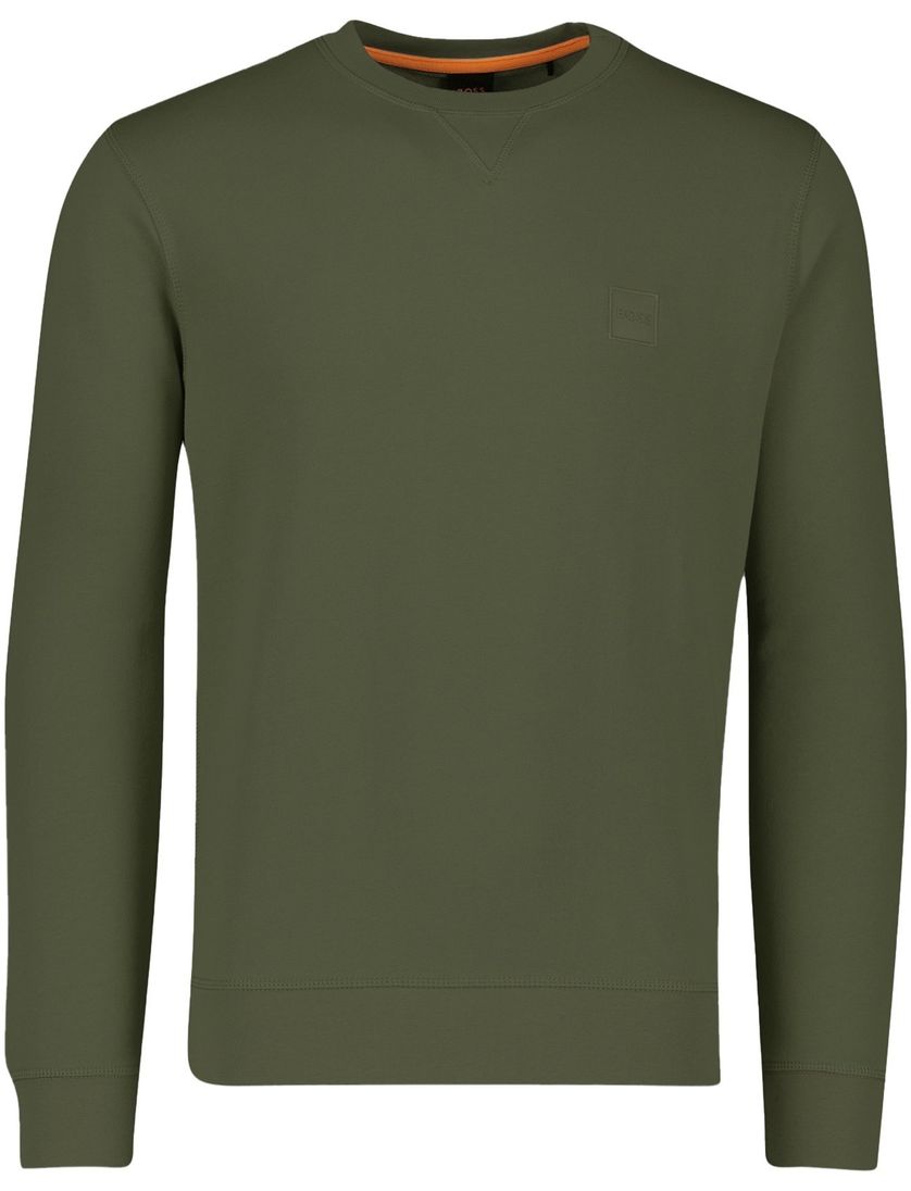 BOSS Orange WeStart Open trui groen effen