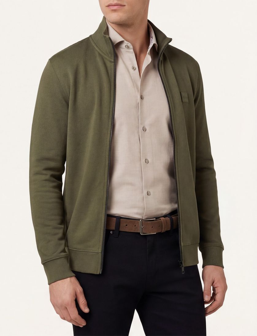 BOSS Orange sweatvest groen katoen