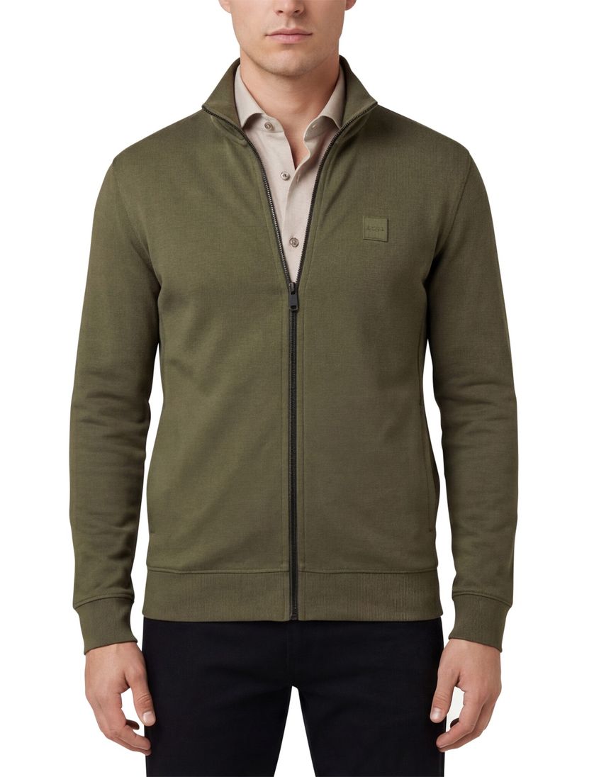 BOSS Orange sweatvest groen katoen