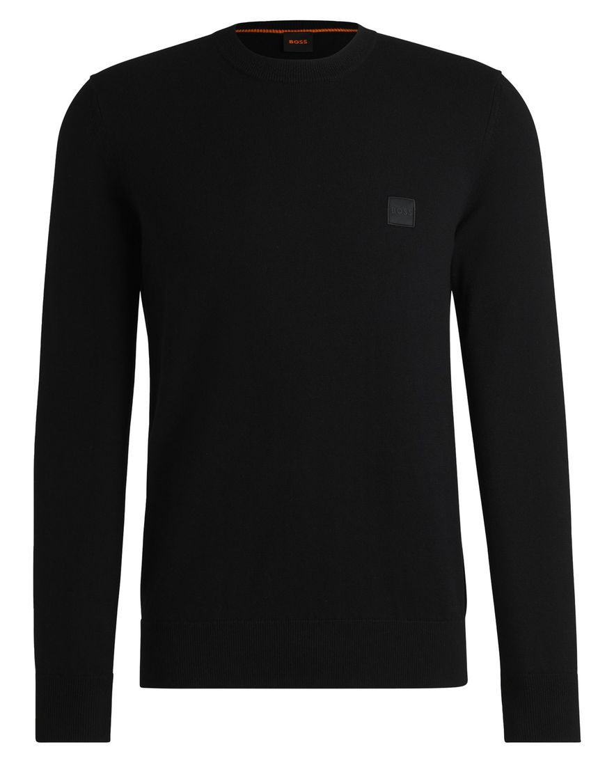 Boss Orange trui zwart effen katoen kasjmier