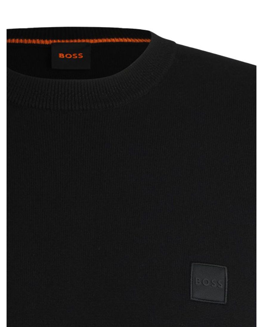 Boss Orange trui zwart effen katoen kasjmier
