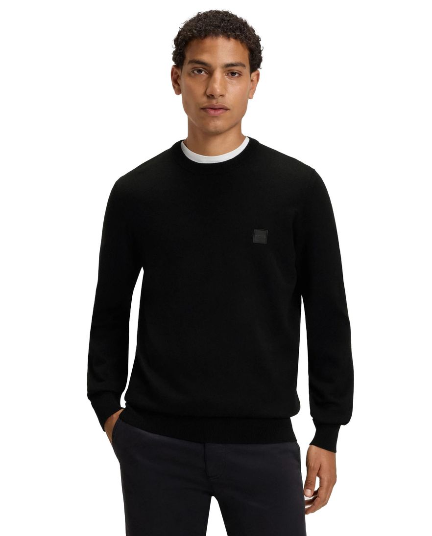 Boss Orange trui zwart effen katoen kasjmier